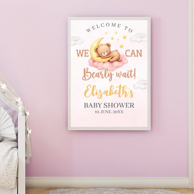 Póster We can Bearly wait - Adorabl Bear Baby shower Girl (Subido por el creador)