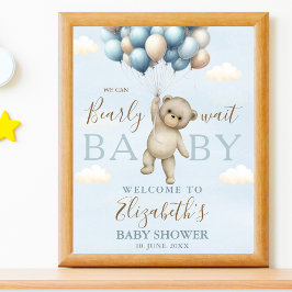 Póster We Can Bearly Wait Baby, Bear Baby Shower Boy