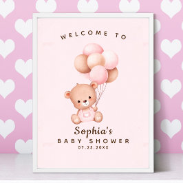 Póster We can Bearly Wait, Baby Shower Girl