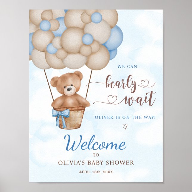 Póster We Can Bearly Wait Baby Shower Welcome Sign (Frente)