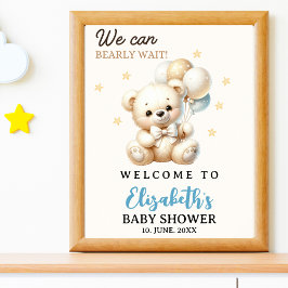 Póster We can bearly wait!, Baby Shower with Bear theme