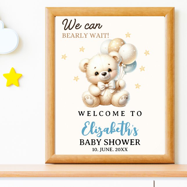 Póster We can bearly wait!, Baby Shower with Bear theme (Subido por el creador)