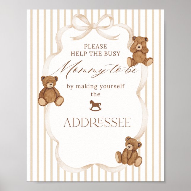 Póster We Can Bearly Wait Elegant Baby Shower addressee (Frente)