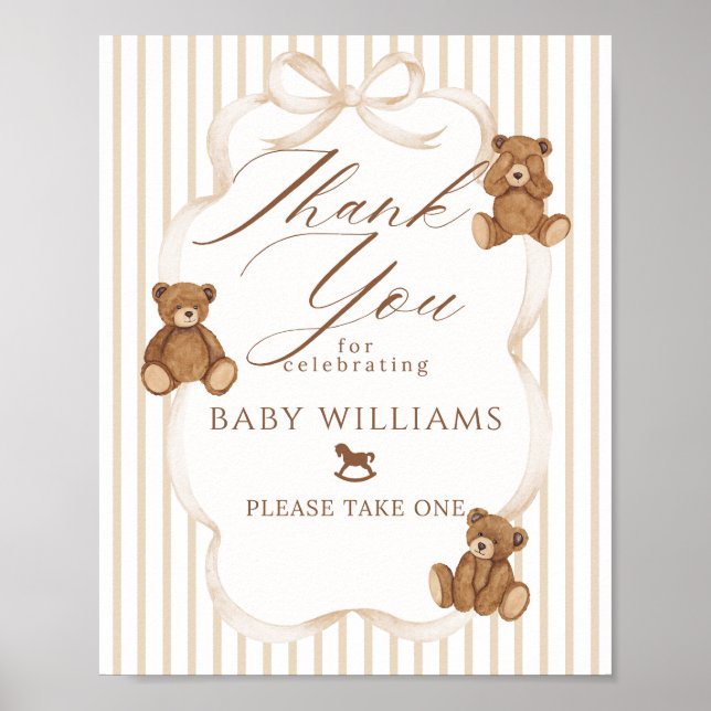 Póster We Can Bearly Wait Elegant Baby Shower Favors (Frente)
