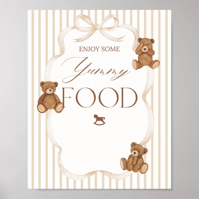 Póster We Can Bearly Wait Elegant Baby Shower food (Frente)