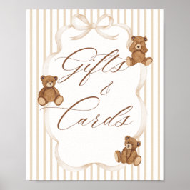 Póster We Can Bearly Wait Elegant Baby Shower Gift Card