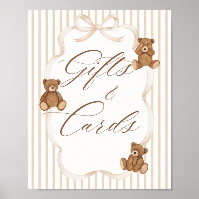 Póster We Can Bearly Wait Elegant Baby Shower Gift Card (Frente)