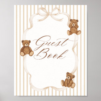 Póster We Can Bearly Wait Elegant Baby Shower guest book