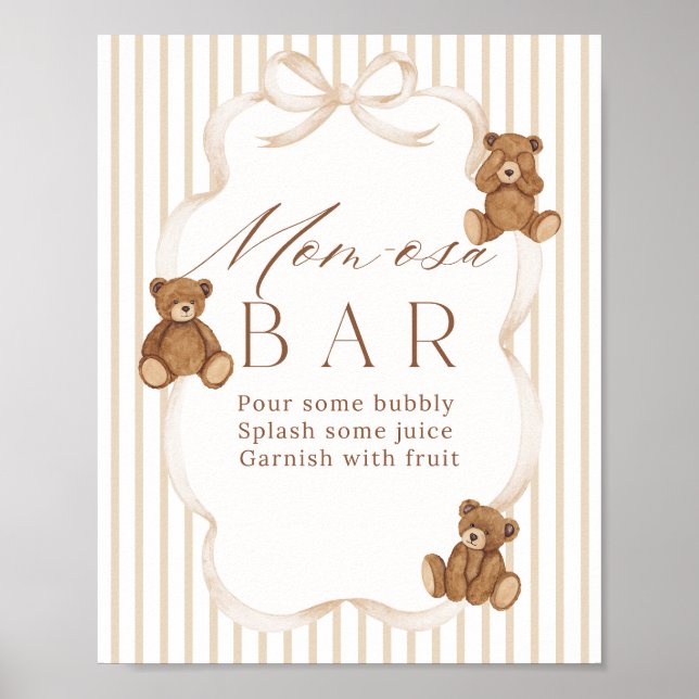 Póster We Can Bearly Wait Elegant Baby Shower momosa (Frente)