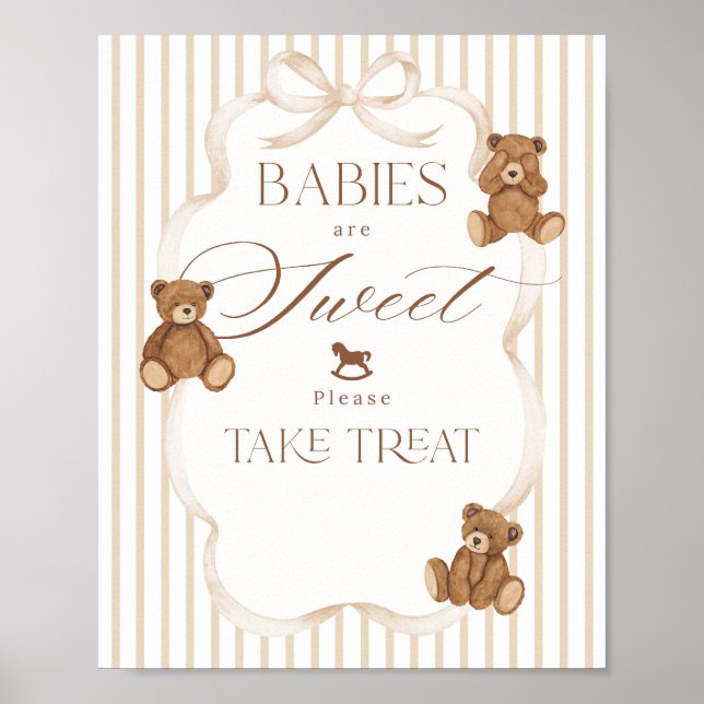 Póster We Can Bearly Wait Elegant Baby Shower sweet bar (Frente)