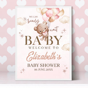 Póster We can Bearly wait - Teddy Bear Baby shower Girl