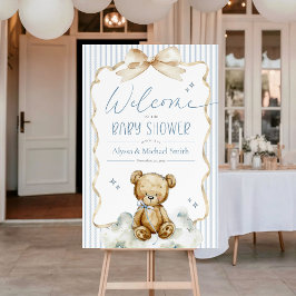 Póster We Can Bearly Wait Teddy Bear Boy Shower Welcome
