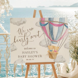 Póster We Can Bearly Wait Twins Baby Shower Welcome