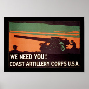 Póster We Need You! Coast Artillery Corps