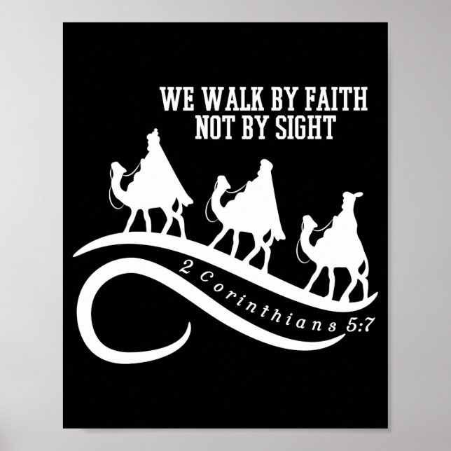 Póster We Walk By Faith Not By Sight Christian Christmas  (Frente)
