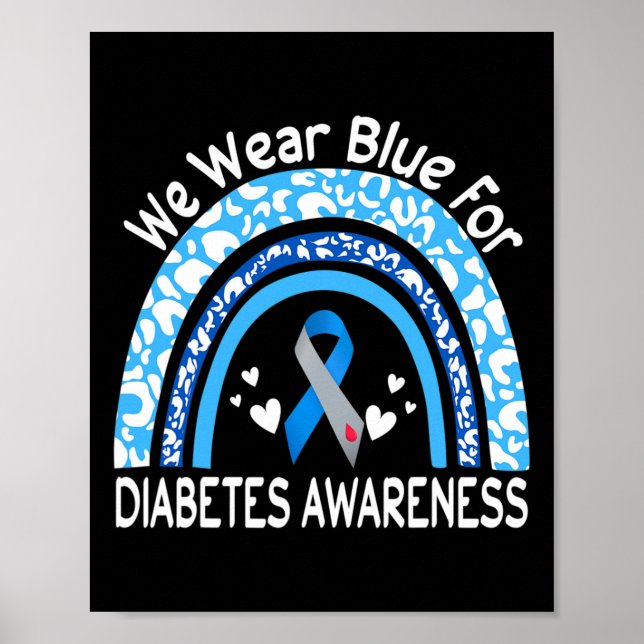 Póster We Wear Blue For Diabetes Awareness Rainbow Leopar (Frente)