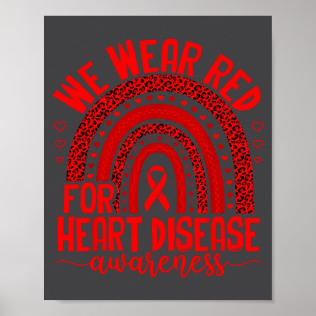 Póster We Wear Red For Heart Disease Awareness Men Women  (Frente)