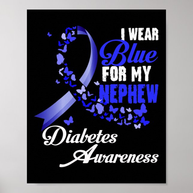 Póster Wear Blue For My Nephew T1d Diabetes Awareness Blu (Frente)
