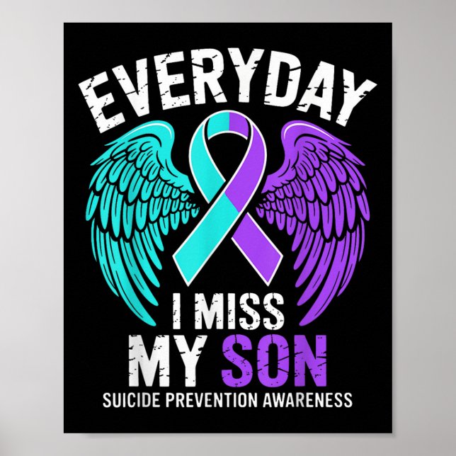 Póster Wear Teal &amp; Purple I Miss My Son Suicide Preve (Frente)
