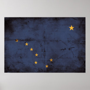 Póster Weathered Alaska Flag