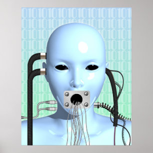 Póster Web Head Moderno Techno Industrial Surreal Art