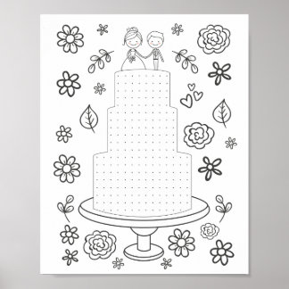 Póster Wedding Activity Dot Game Coloring Page