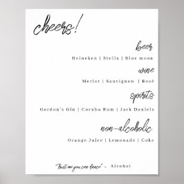 Póster Wedding bar menu - modern elegance (alternative)