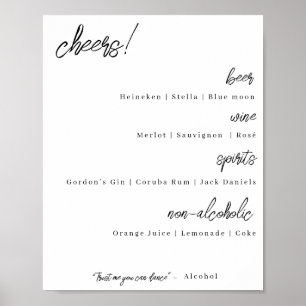 Póster Wedding bar menu - modern elegance (alternative)