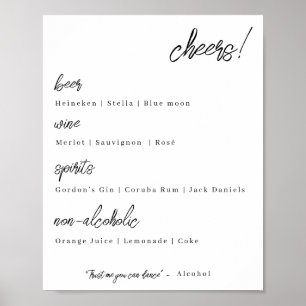 Póster Wedding bar menu - simply elegance