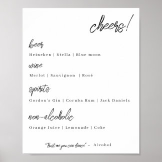 Póster Wedding bar menu - simply elegance
