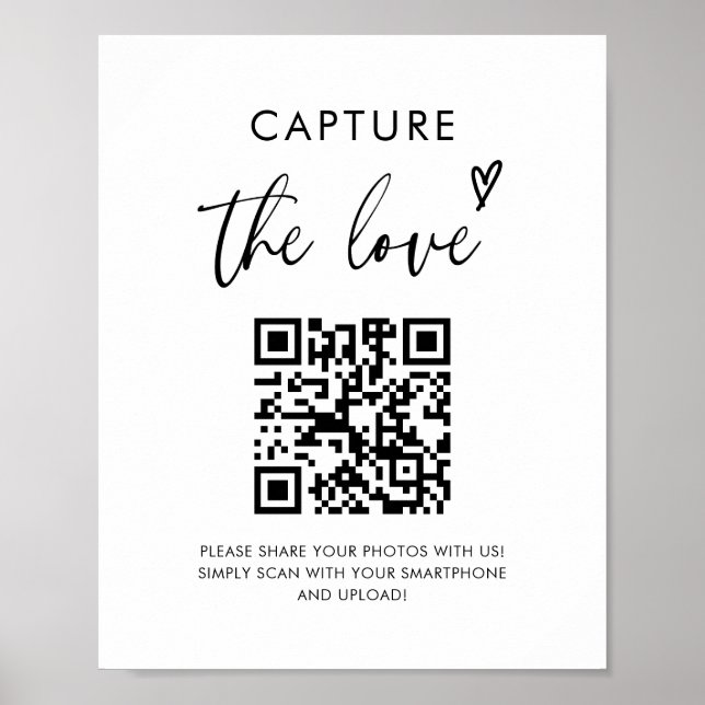 Póster Wedding Capture The Love Photo Share QR Code Sign (Frente)