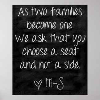 Póster Wedding Ceremony Sign Choose a seat not a side
