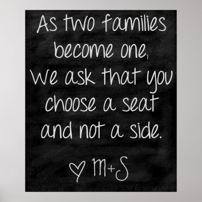 Póster Wedding Ceremony Sign Choose a seat not a side (Frente)