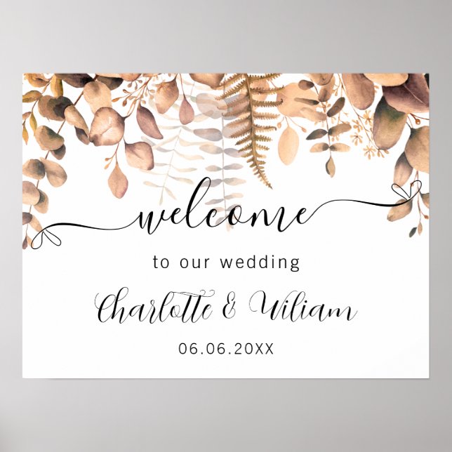 Póster Wedding eucalyptus fall script welcome (Frente)