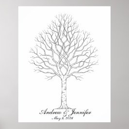 Póster Wedding Fingerprint Tree Guest Book Alternative