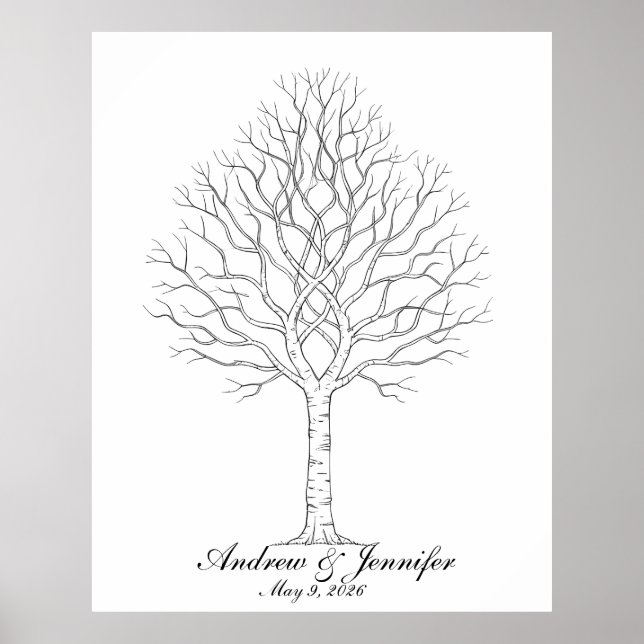 Póster Wedding Fingerprint Tree Guest Book Alternative (Frente)