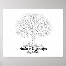 Póster Wedding Fingerprint Tree Guest Book Alternative