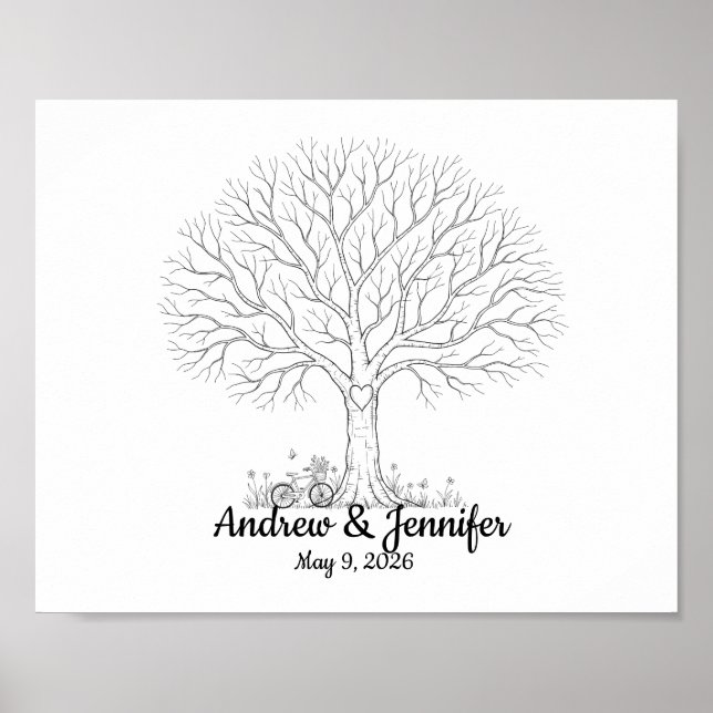 Póster Wedding Fingerprint Tree Guest Book Alternative (Frente)
