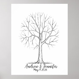 Póster Wedding Fingerprint Tree Guest Book Alternative