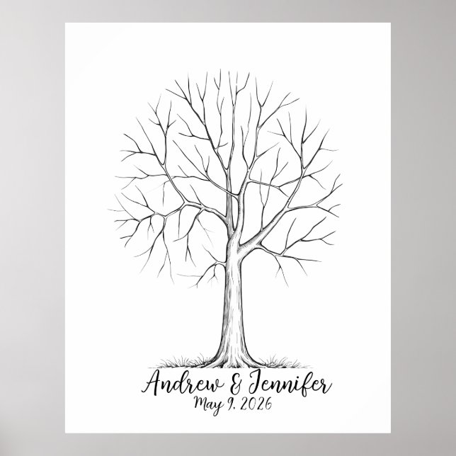 Póster Wedding Fingerprint Tree Guest Book Alternative (Frente)