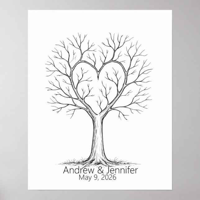 Póster Wedding Fingerprint Tree Guest Book Alternative (Frente)