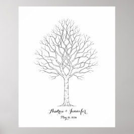 Póster Wedding Fingerprint Tree Guest Book Alternative