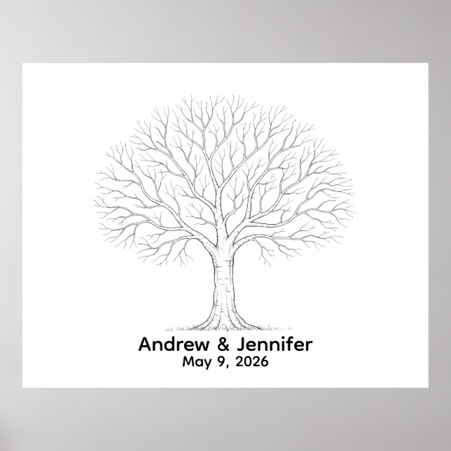 Póster Wedding Fingerprint Tree Guest Book Alternative (Frente)