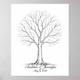 Póster Wedding Fingerprint Tree Guest Book Alternative