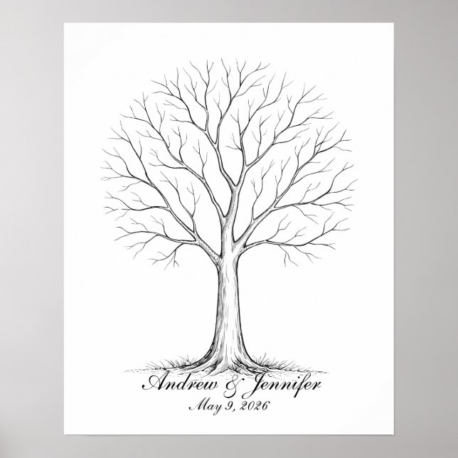 Póster Wedding Fingerprint Tree Guest Book Alternative (Frente)