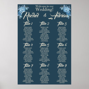 Póster Wedding in blue and light blue colors. 