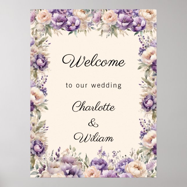 Póster Wedding lavender champagne cream welcome (Frente)