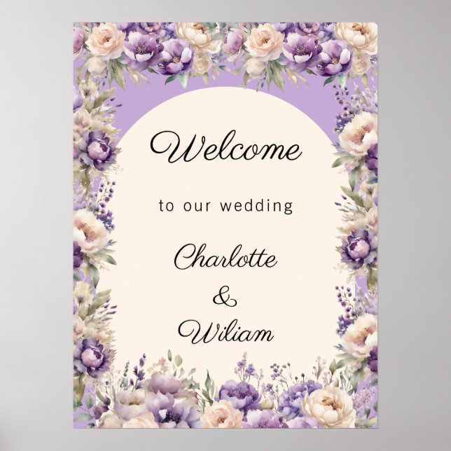 Póster Wedding lavender champagne cream welcome (Frente)