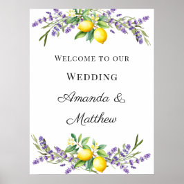 Póster Wedding lavender lemons welcome