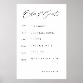Póster Wedding Order of Events Sign | Elegant Minimal 